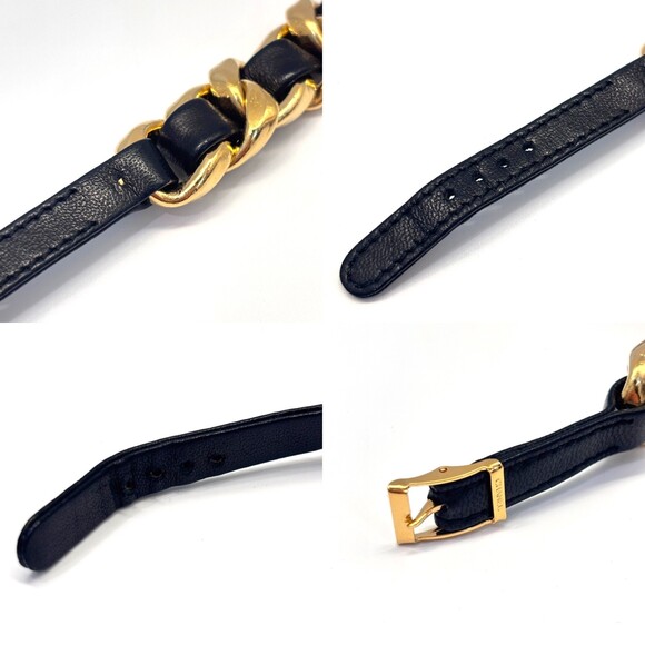 Chanel Coco Mark Leather Charm Bracelet Black Eggshell ref  CHANEL Black Leather Charm Bracelet